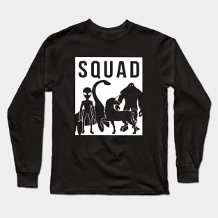 Squad Animals Unicorn Dinosaur Scare Black White Shirt Raglan Sleeve Squad Long Sleeve T-Shirt